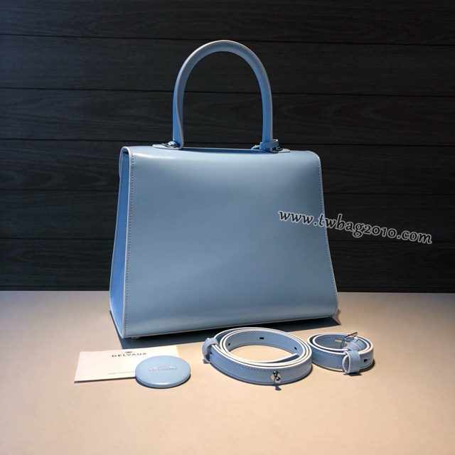 Delvaux全新雙環頂級brilliant box皮冰川藍手提女包 德爾沃專櫃brilliant大號手袋 bxs1084